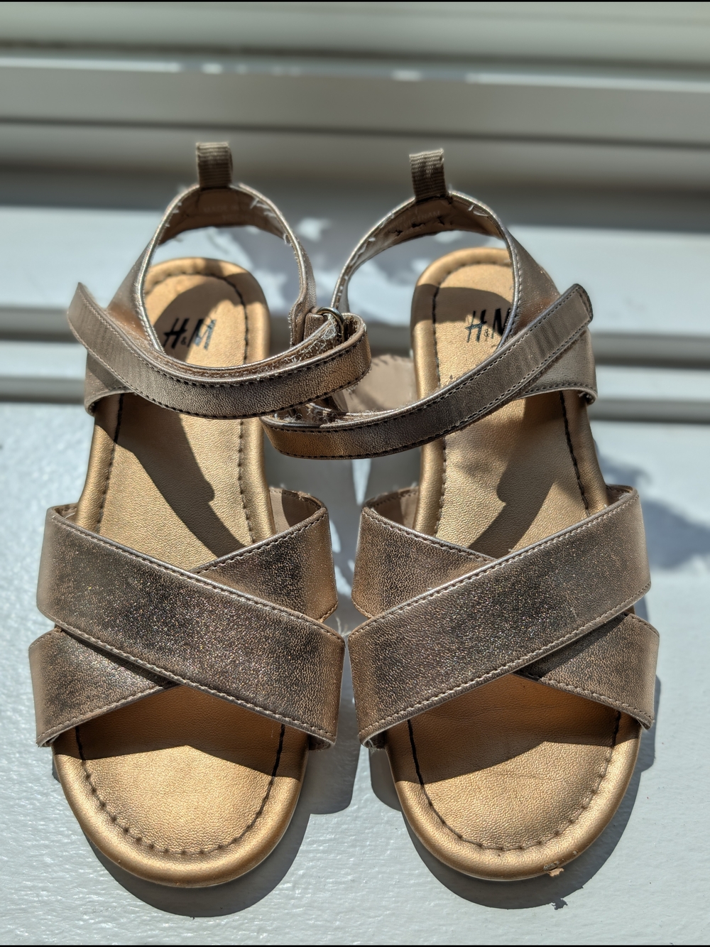 H&M Toddler Metallic Bronze Strappy Sandals Size 11.5